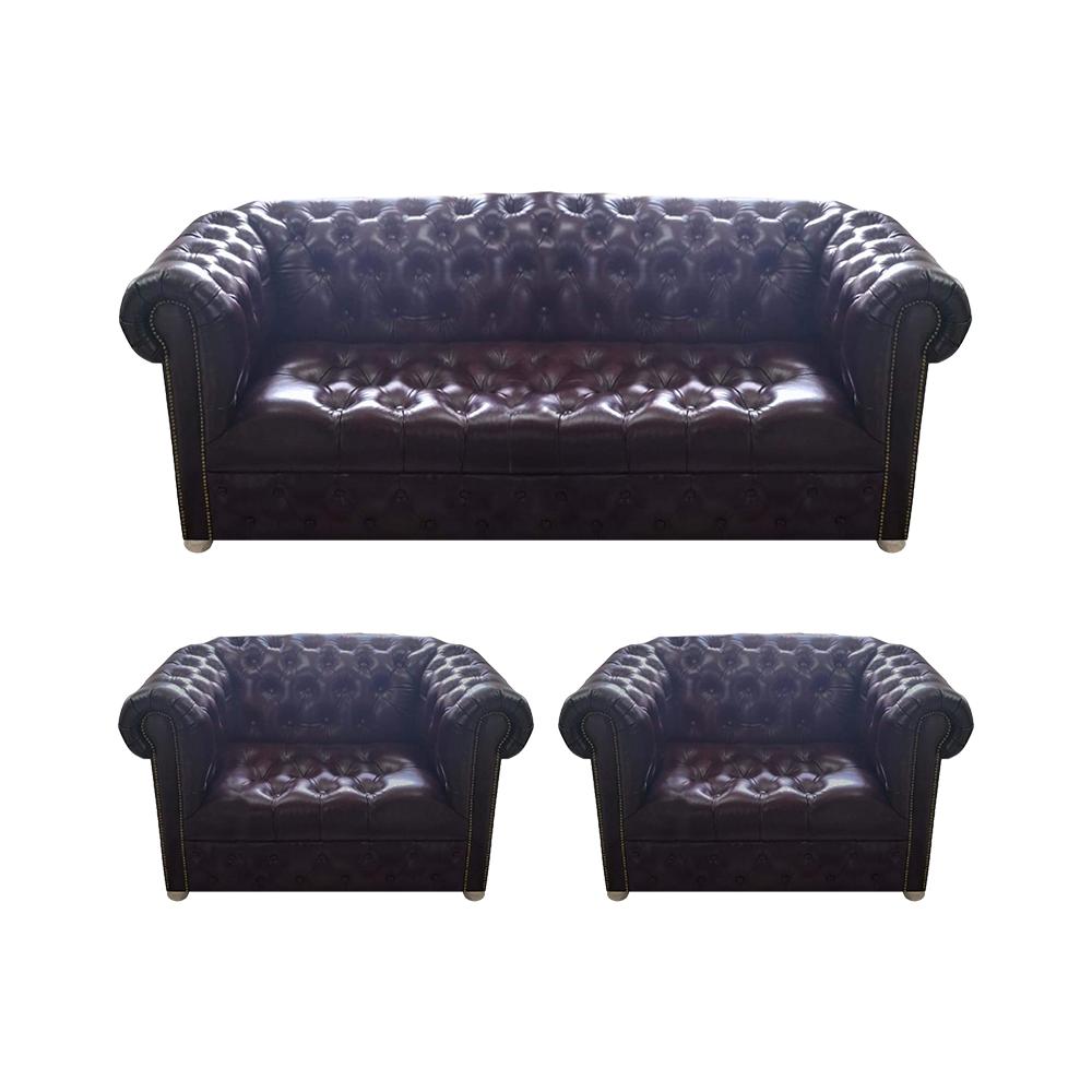 Chesterfield design luxury upholstered sofa couch seat set 2x armchair leather
