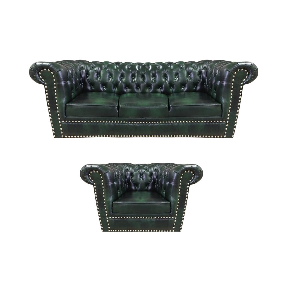 Green sofa set three-seater sofa design modern armchair Chesterfield living room