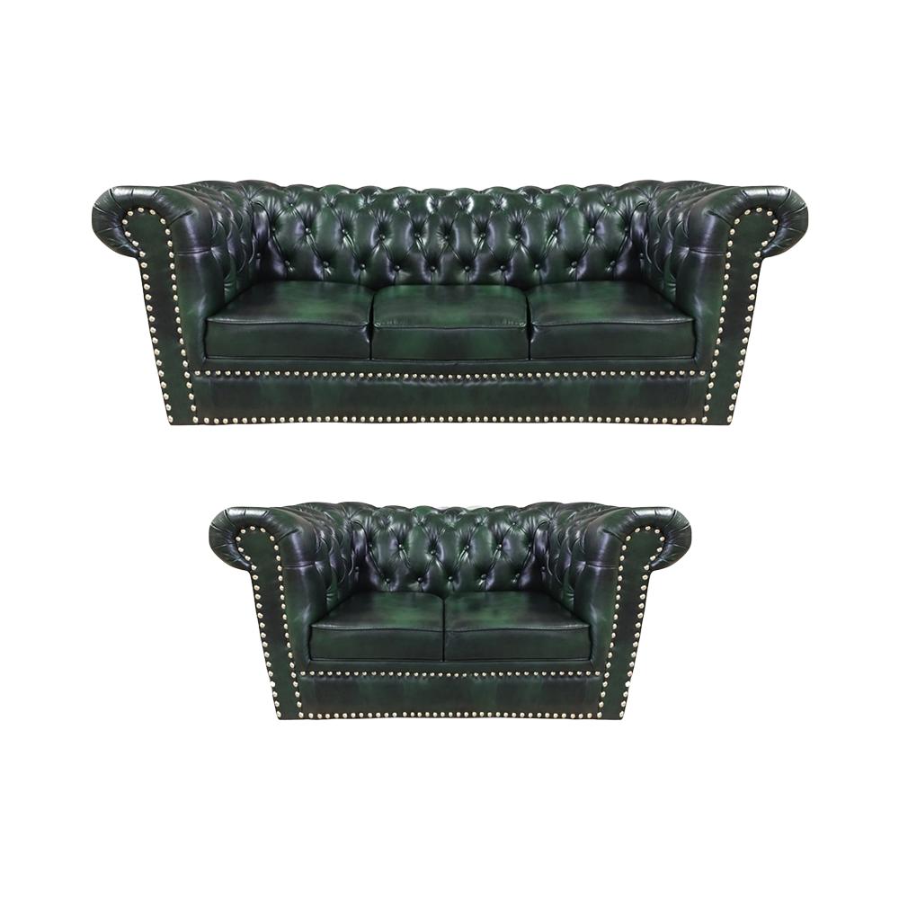 Design green modern sofa set living room 2-piece Chesterfield leather sofa