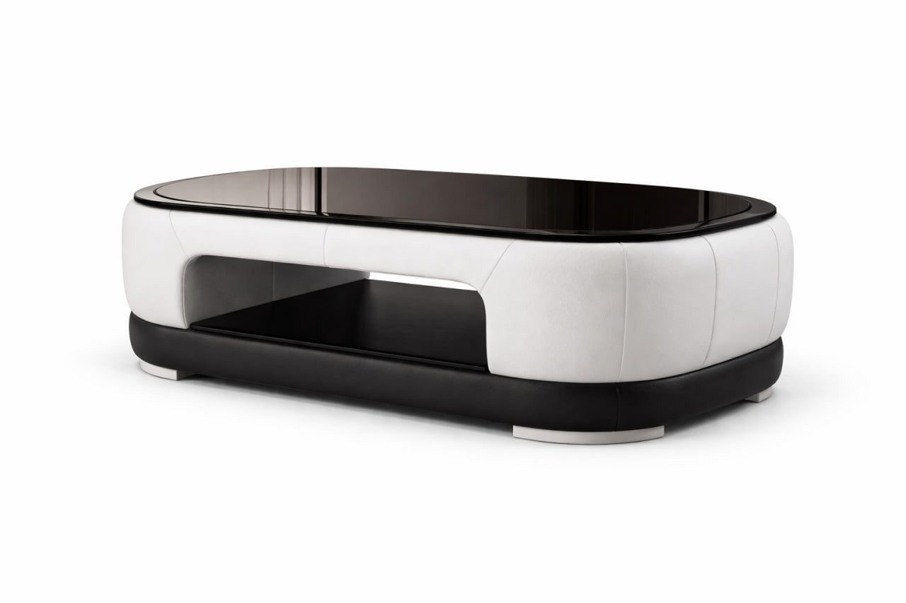 Stylish Upholstered Coffee Table with Glass Top - Perfect as an End Table or Centerpiece for Your Living Room SOFORT