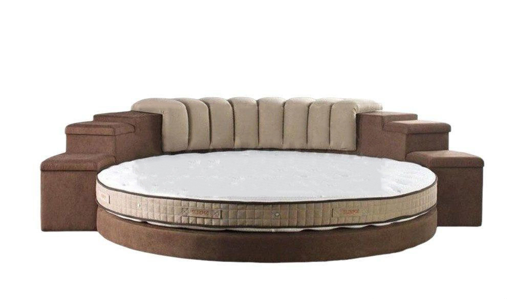 Round Bed Modern Design Luxury Cushion Round Beds Textile Fabric