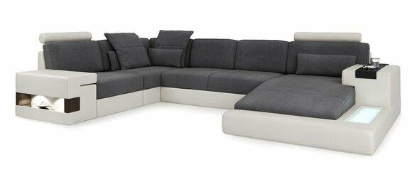 Living Landscape Fabric Sofa Corner Sofa Couch U Shape Fabric Grey New
