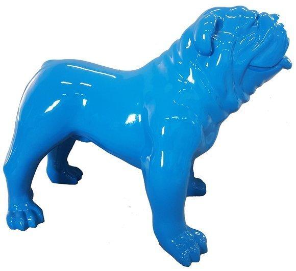 Abstract full blue colored decorative garden sculpture designed as gloss dog 90cm (A817)