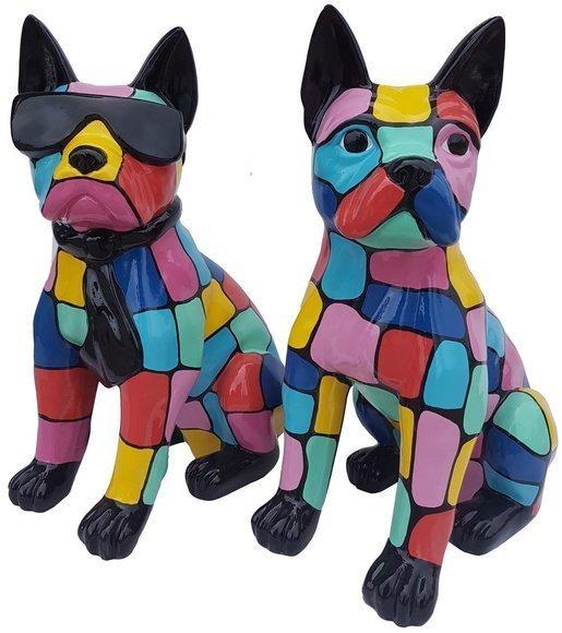 Abstract decorative garden sculpture designed as colorful dog figure 49x34cm (A648)