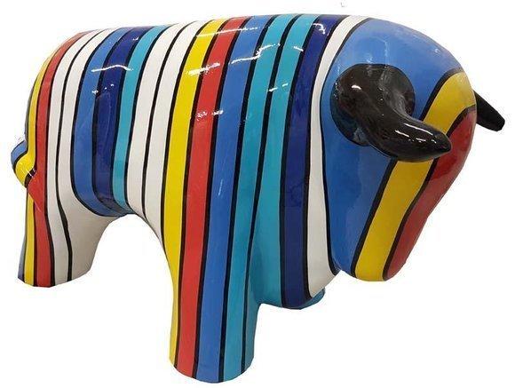 Decorative sculpture designed as colorful bull figure in stripes 29x55cm A649