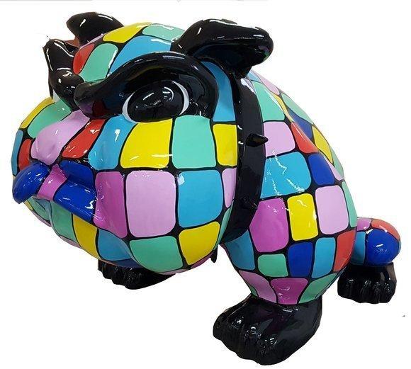 Abstract decorative sculpture designed as colorful cartoon dog with patterns 73x130cm A770