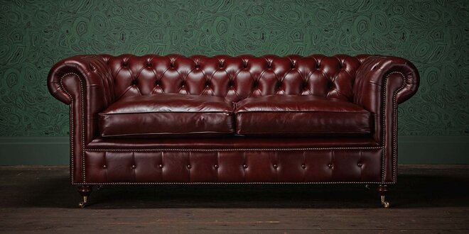 Buy Chesterfield Sofa 2-Seater on Castors Brown Faux Leather Comfortable New - Best Price & Quality Online at jvfurniture.co.uk