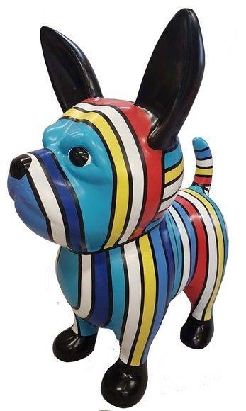 Abstract decorative sculpture designed as colorful puppy with stripes 91 cm (A641)