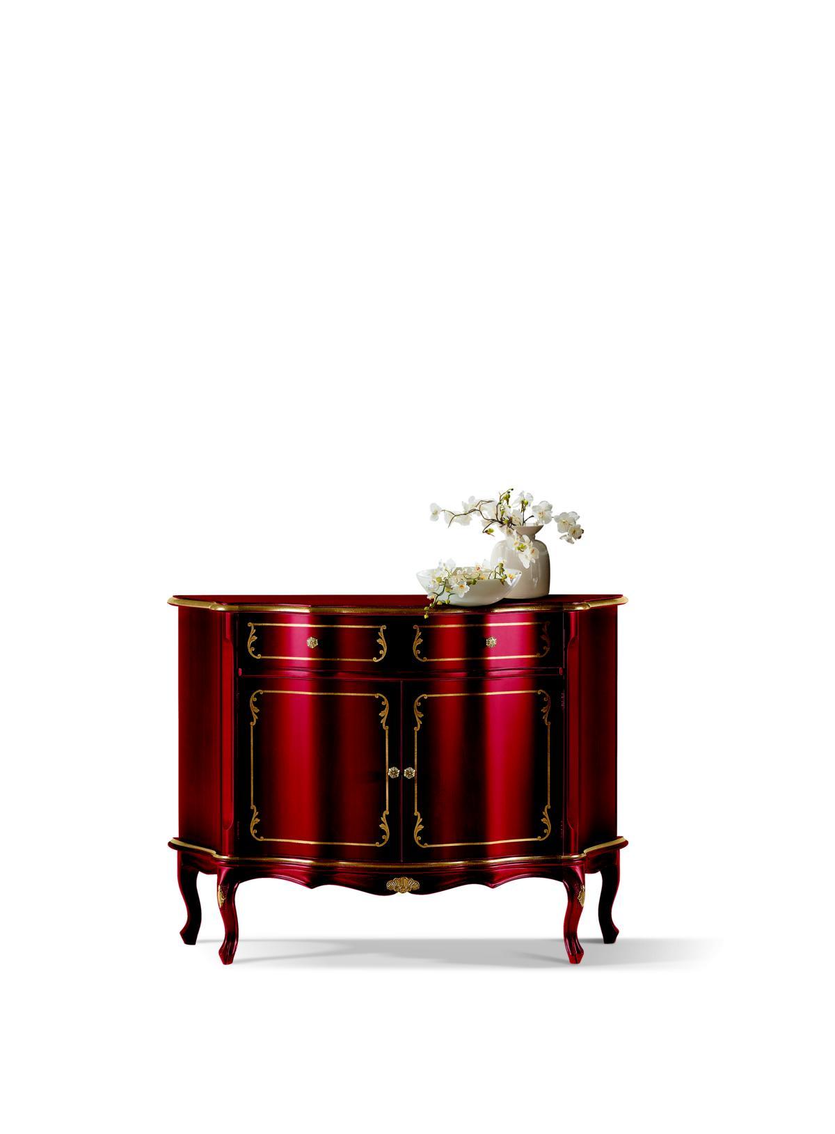 Luxury Italian Wood Furniture Dresser Red Buffet Cabinet Living Room Furniture New