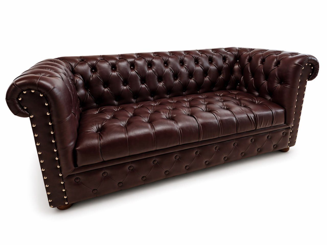 Luxury upholstered furniture antique look tufting solid wood feet 3-seater immediately SOFORT