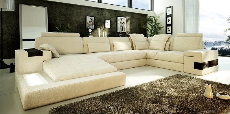Design Leather Sofa Couch Upholstered Living Landscape XXL Big Corner Sofa Corner with USB