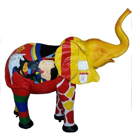 Abstract colorful decorative elephant figure sculpture 160 cm height A688