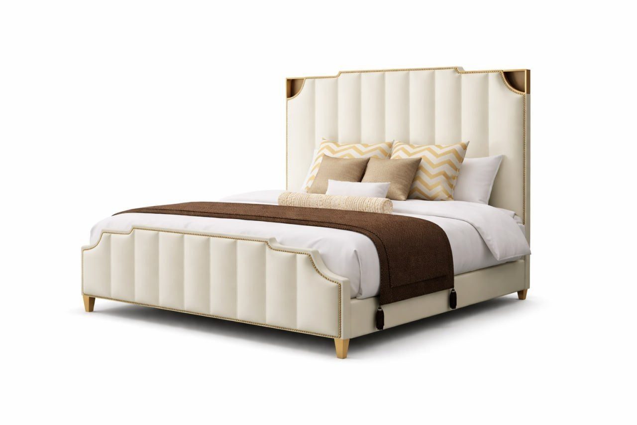 Double bed for hotel bedroom 180x200 leather metal white ready SOFORT