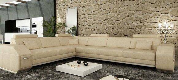 Living Landscape Sofa Couch Fabric Upholstery Leather Sofas Corner New Textile EbernB
