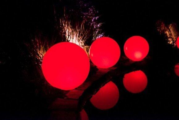 Decorative garden sculpture designed as a Ball Luminous red light 30+40+50cm