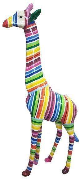 Abstract decorative giraffe sculpture with colorful stripes 205cm height (P154)