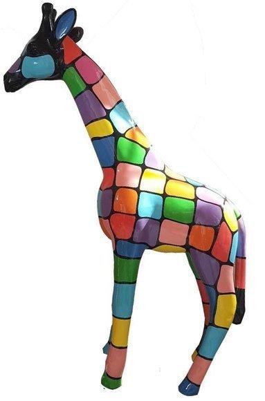 Decorative abstract sculpture designed as a standing giraffe with colorful puzzle patterns 50cm (A622)