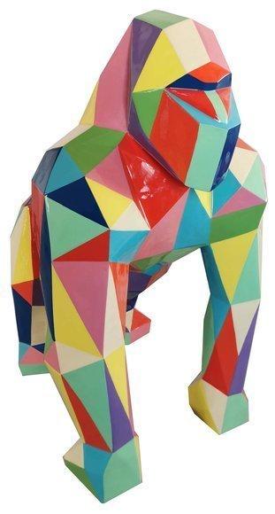 Decorative abstract sculpture designed as a multi-colored geometric standing gorilla 128cm