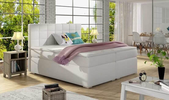Box spring bed beds mattress bed upholstery textile design hotel double new On Stock