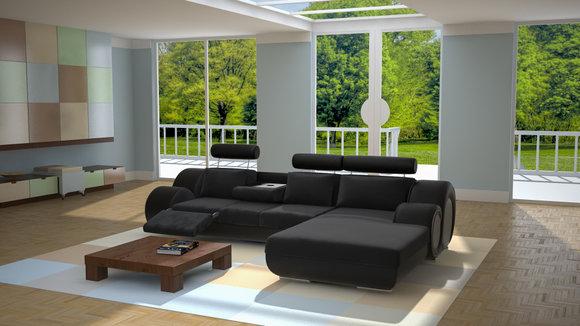 Designer Set Living Landscape Corner Couch Sofa Upholstery Leather Sofas New2