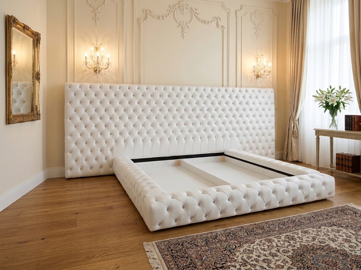 Bed Genuine Leather Bedroom Furniture Luxury Modern Beds Chesterfield Boxspring New In Stock