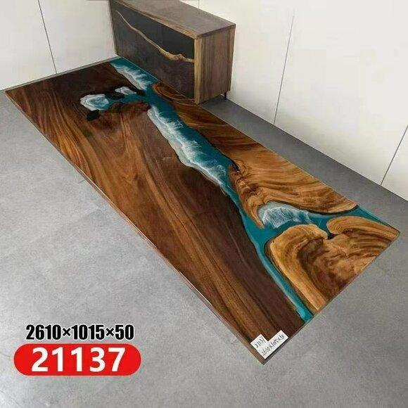 Epoxy Resin River Table Real Solid Wood Blue Water Tissche Epoxy Furniture New