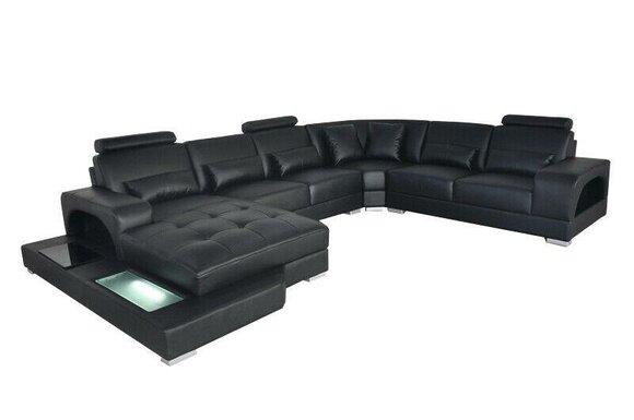 Design leather upholstery seating area room sofa corner sofas with USB designer living LED