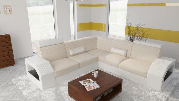 Designer Sofa Couch Corner Sofa Leather Textile Upholstery Set Living Room Landscape L Shape