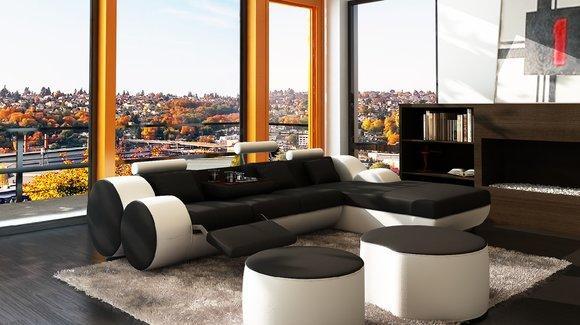 Leather sofa couch corner sofa model living landscape Madrid II