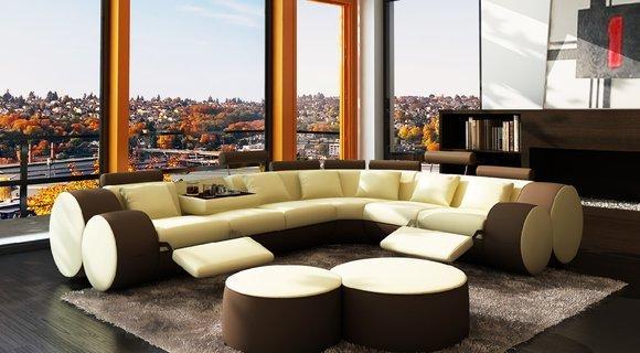 Leather sofa design corner sofa Madrid with relax function