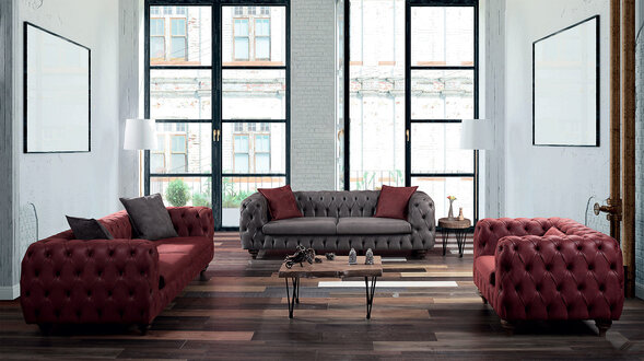 Complete Sofa Set 3+2+1 Seaters Premium Chesterfield Couches Faux Leather Upholstery New