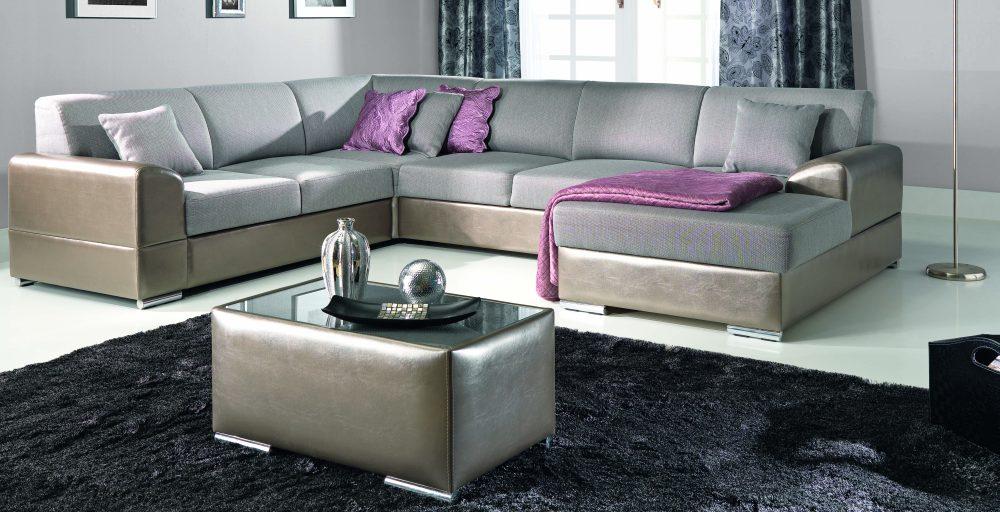 Corner Sofa Textile Upholstery Fabric Sofa with Bed Function OSLO FDFH