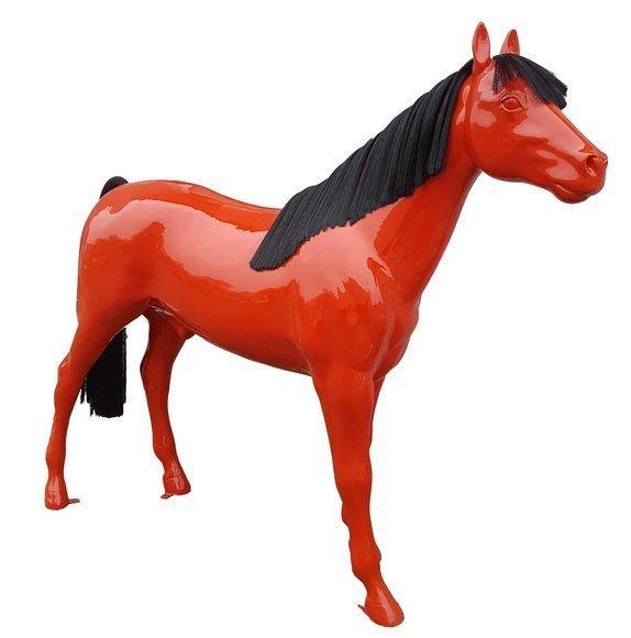 Abstract decorative sculpture of full red gloss horse figure 240cm length