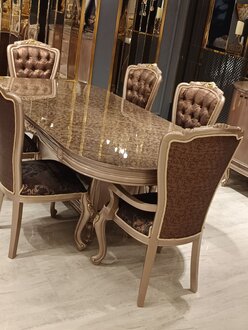 7-Piece Dining Set – Wooden Table & 6 Designer Chairs ON Stock