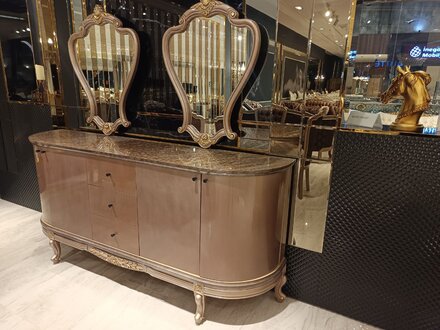 Wooden Sideboard with Mirror – Elegant Dining Room Cabinet On Stock