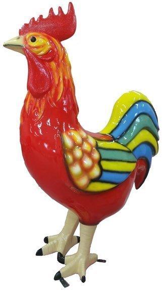 Decorative sculpture designed as gloss colorful rooster figure 180cm height