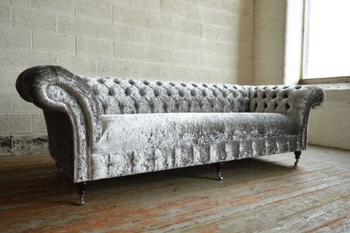 Chesterfield Textile Sofa Couch Upholstery XXL Big 4 Seater Design Seat Couches 320 New