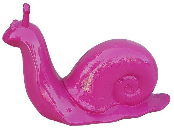 Decorative sculpture designed as a gloss full pink colored snail 50x100cm (A737)