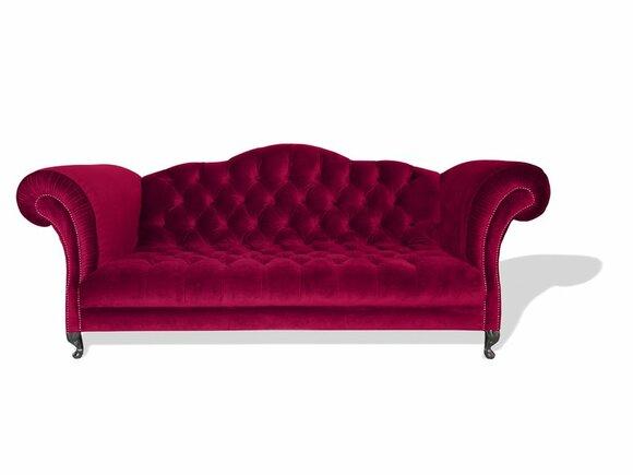 Chesterfield Premium Sofa 3-Seater Pink Velvet Textile Couch Upholstery With Buttons New