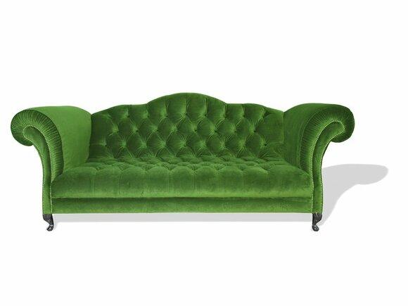 Classic Sofa 3-Seater Chesterfield With Buttons Forest Green Textile Fabric Comfortable New