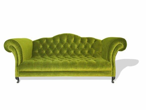 Sofa 3-Seater Chesterfield with Buttons Light Green Textile Upholstered Comfortable Couch New