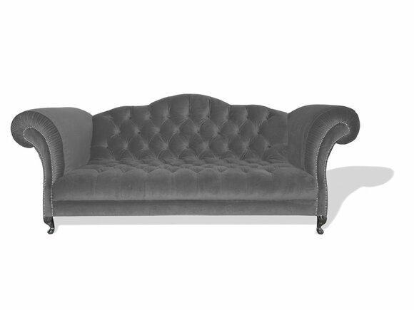 Chesterfield Sofa 3-Seater Light Grey Textile Couch Royal Classic Style Comfortable