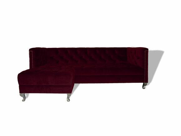 Chesterfield Sofa 3-Seater Dark Purple Textile Upholstery New Comfortable Couch Modern Design