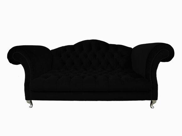 Chesterfield Sofa 3-Seater Dark Black Textile Upholstered Comfortable Living Room Couch New