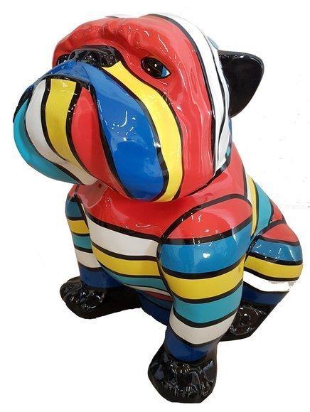 Decorative abstract sculpture designed as a sitting dog with colorful stripes 80cm (A701)