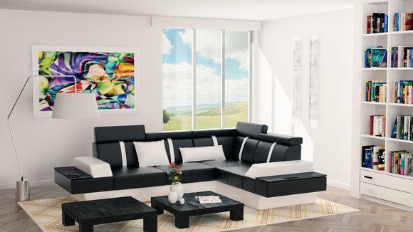 Designer Living Landscape Corner Couch New Couch Sofa Upholstery Leather Sofas Set