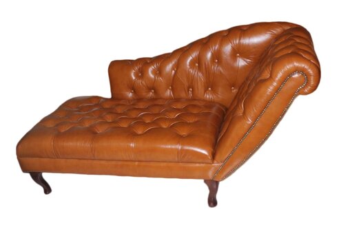 Chesterfield Chaise Longues Lounger Ottoman Sofa Faux Leather Relax On Stock