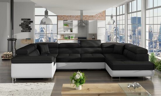 Design Corner Sofa U-shape Bed Function Couch Textile Sofas New Luxury Furniture On Stock