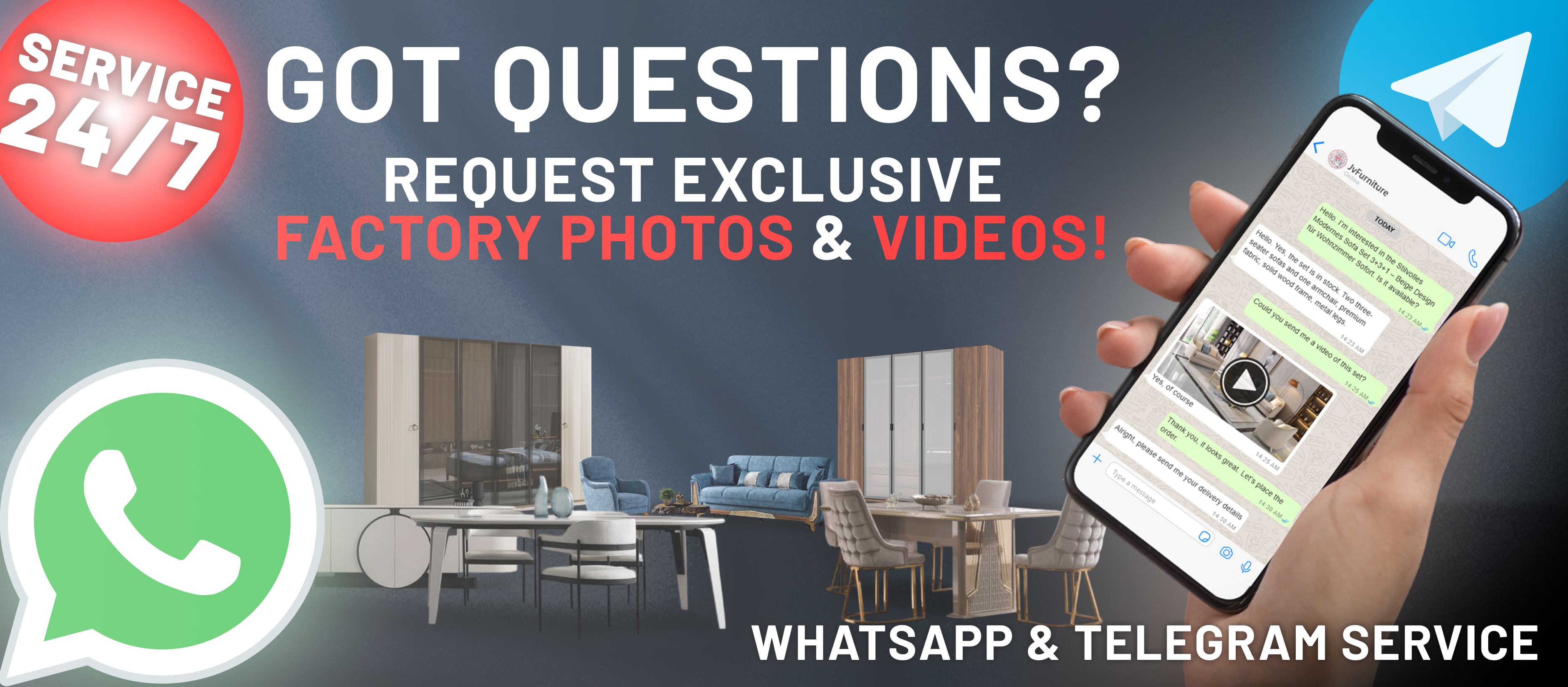 GOT QUESTIONS? REQUEST EXCLUSIVE FACTORY PHOTOS & VIDEOS! WHATSAPP & TELEGRAM SERVICE 24/7